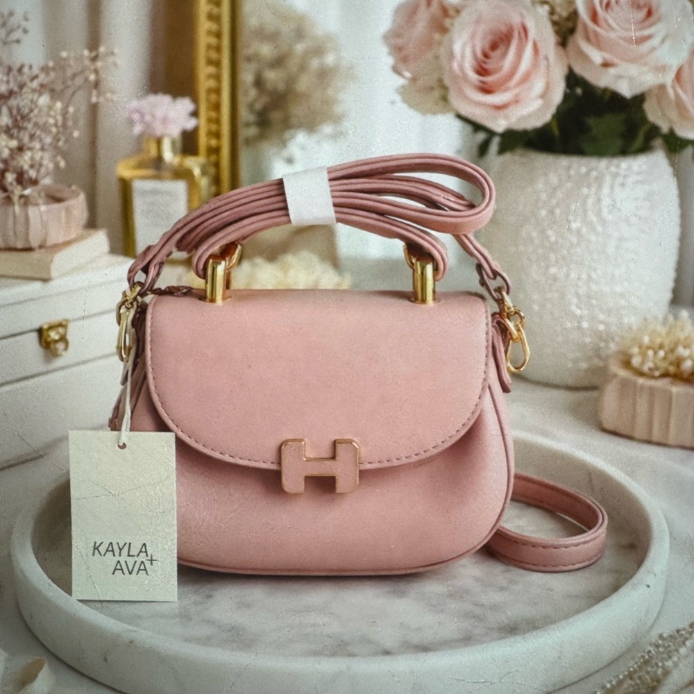 Pink Crossbody Bag with Gold Hardware